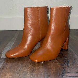 J. Crew brown leather ankle boots with zipper closure
